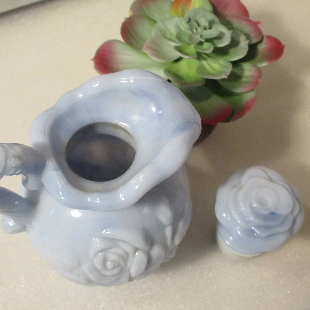 Vintage 1978 Avon Blue Slag Glass Bottle Pitcher